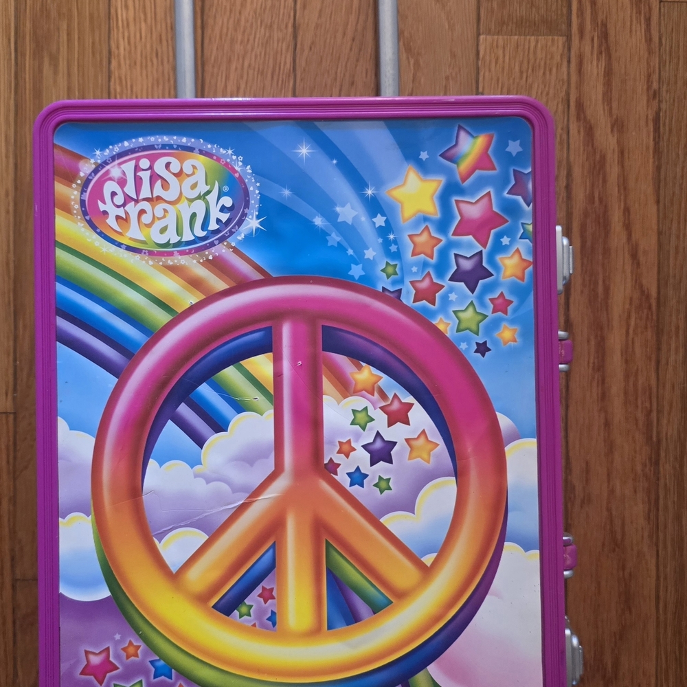 Lisa Frank Colorful Peace Sign 16 In Rolling Case